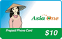 $10.00 Asia One prepaid phone card