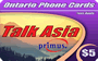 Talk Asia phone card for Australia-Adelaide